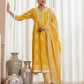 Cotton Anarkali Printed V-Neck Kurta with Pant & Dupatta