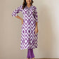 Cotton Straight Printed V-Neck Kurta with Pant & Dupatta