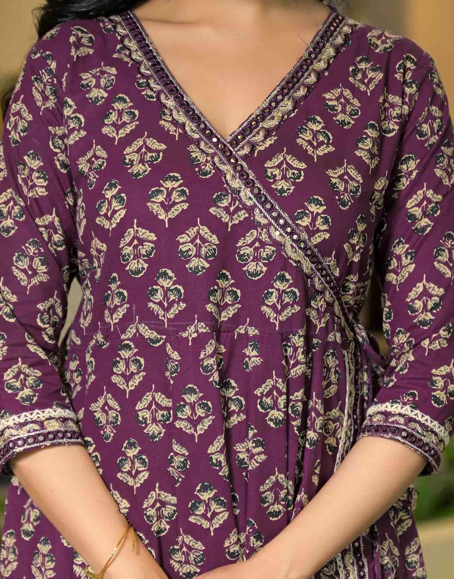 Cotton Printed Anarkali Kurta with Pant & Dupatta
