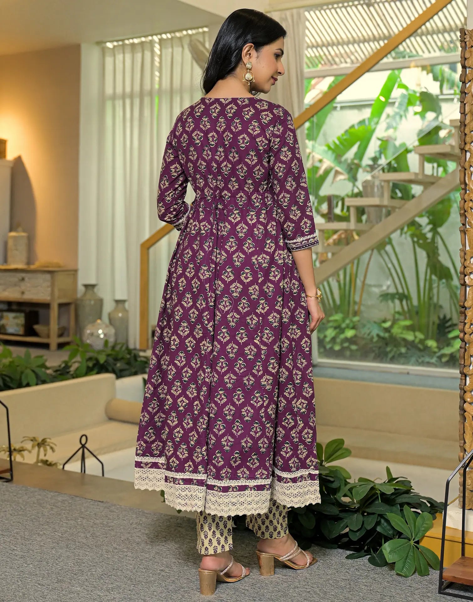 Viscose Rayon Floral Print Anarkali 3 Piece Kurta Set