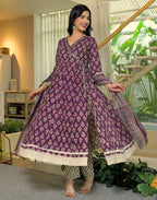 Viscose Rayon Floral Print Anarkali 3 Piece Kurta Set