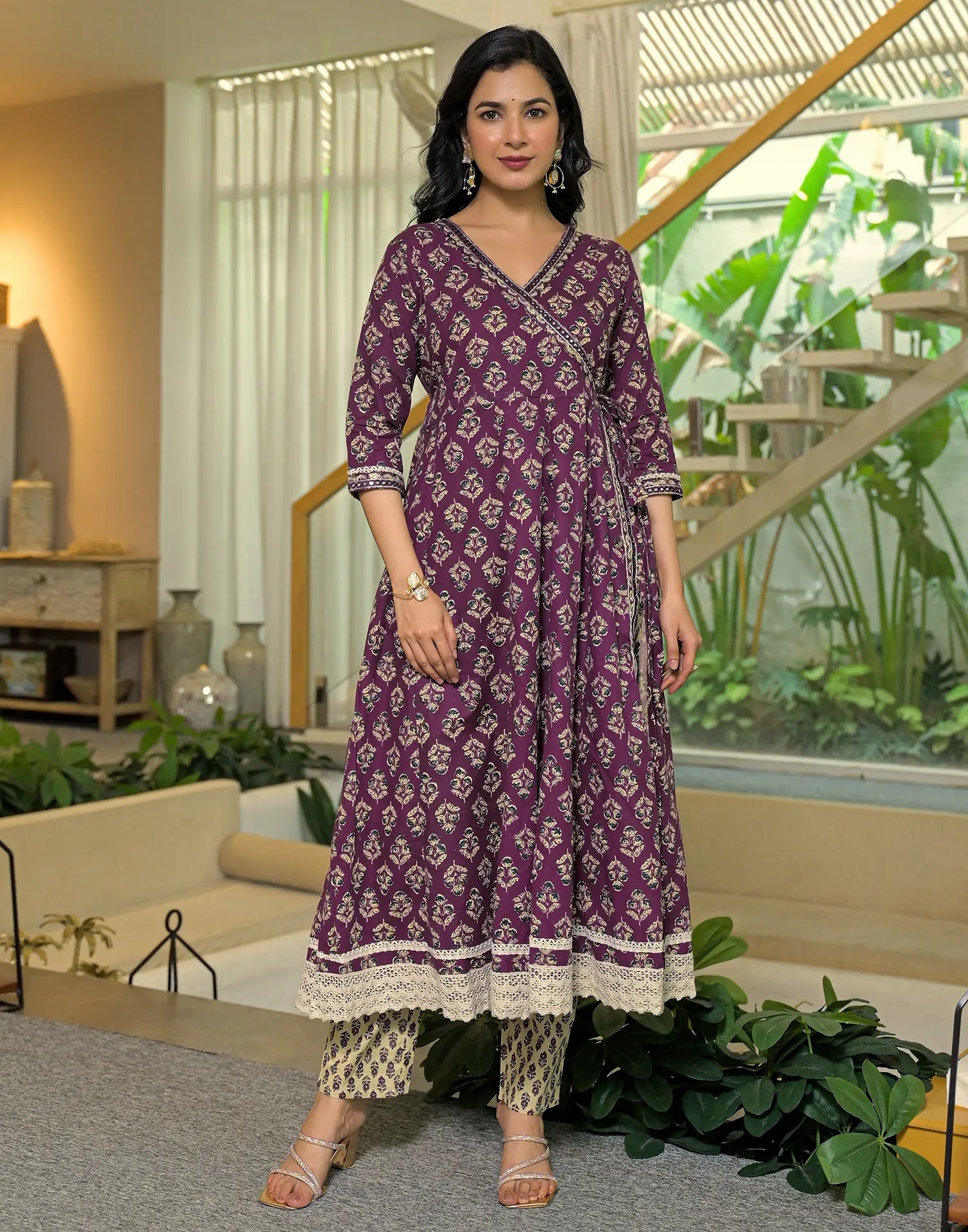 Viscose Rayon Floral Print Anarkali 3 Piece Kurta Set