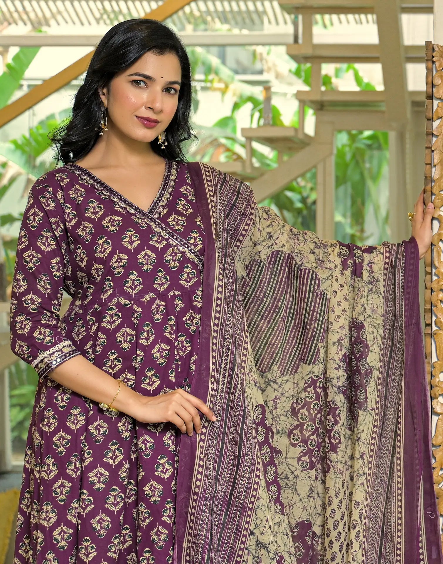 Viscose Rayon Floral Print Anarkali 3 Piece Kurta Set