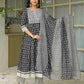 Cotton Embroidered Anarkali Kurta with Pant & Dupatta