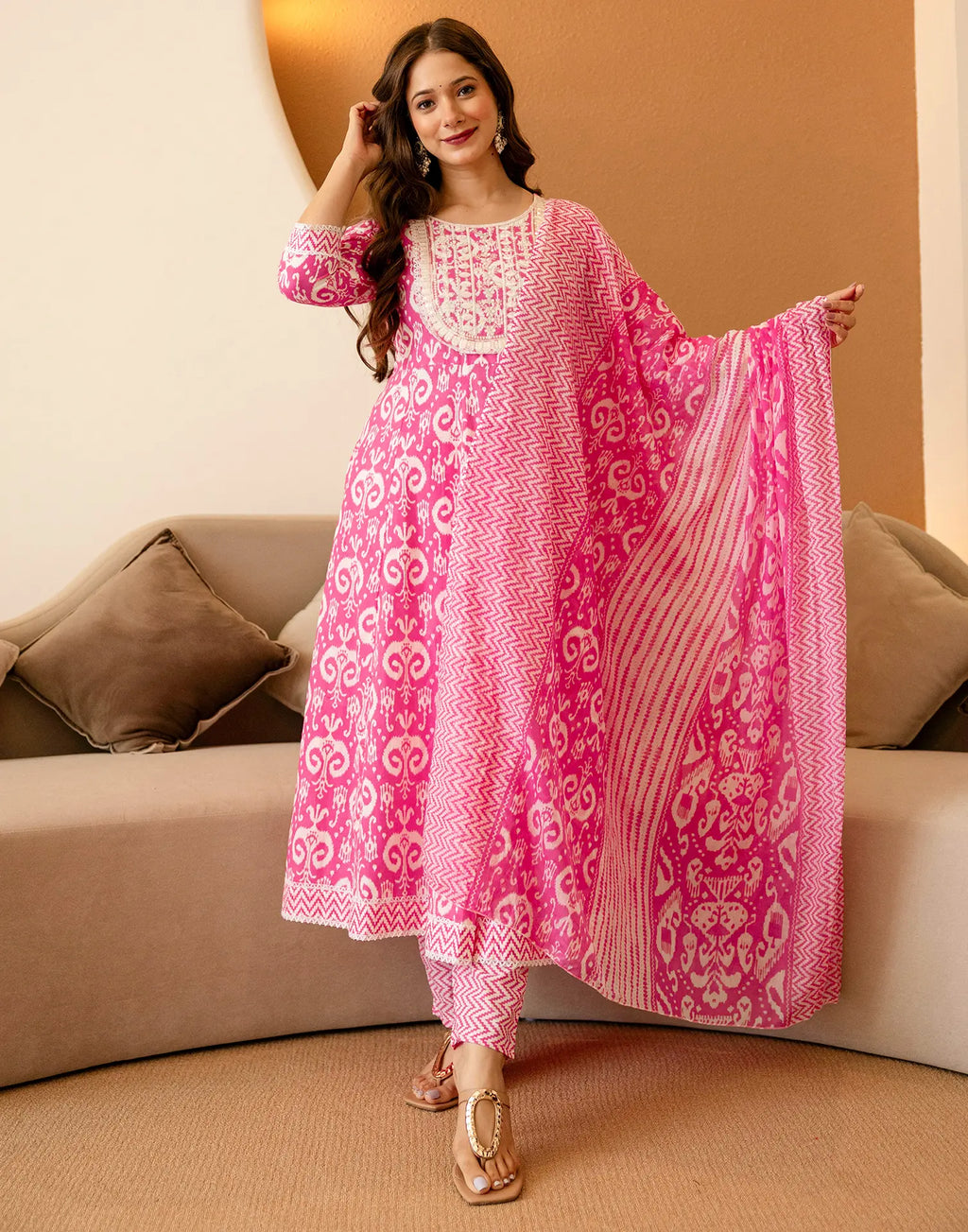 Viscose Rayon Embroidered Anarkali 3 Piece Kurta Set