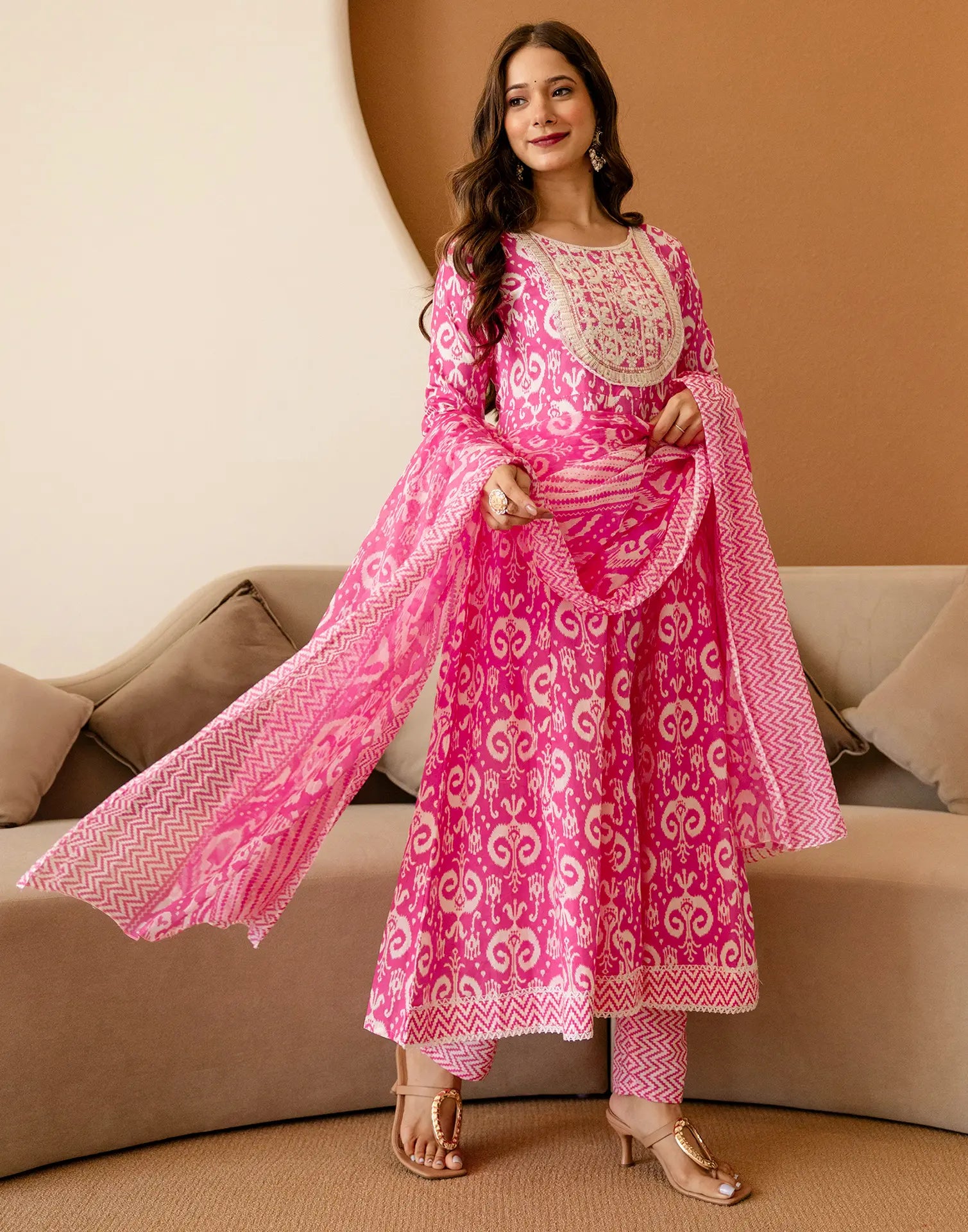 Viscose Rayon Embroidered Anarkali 3 Piece Kurta Set