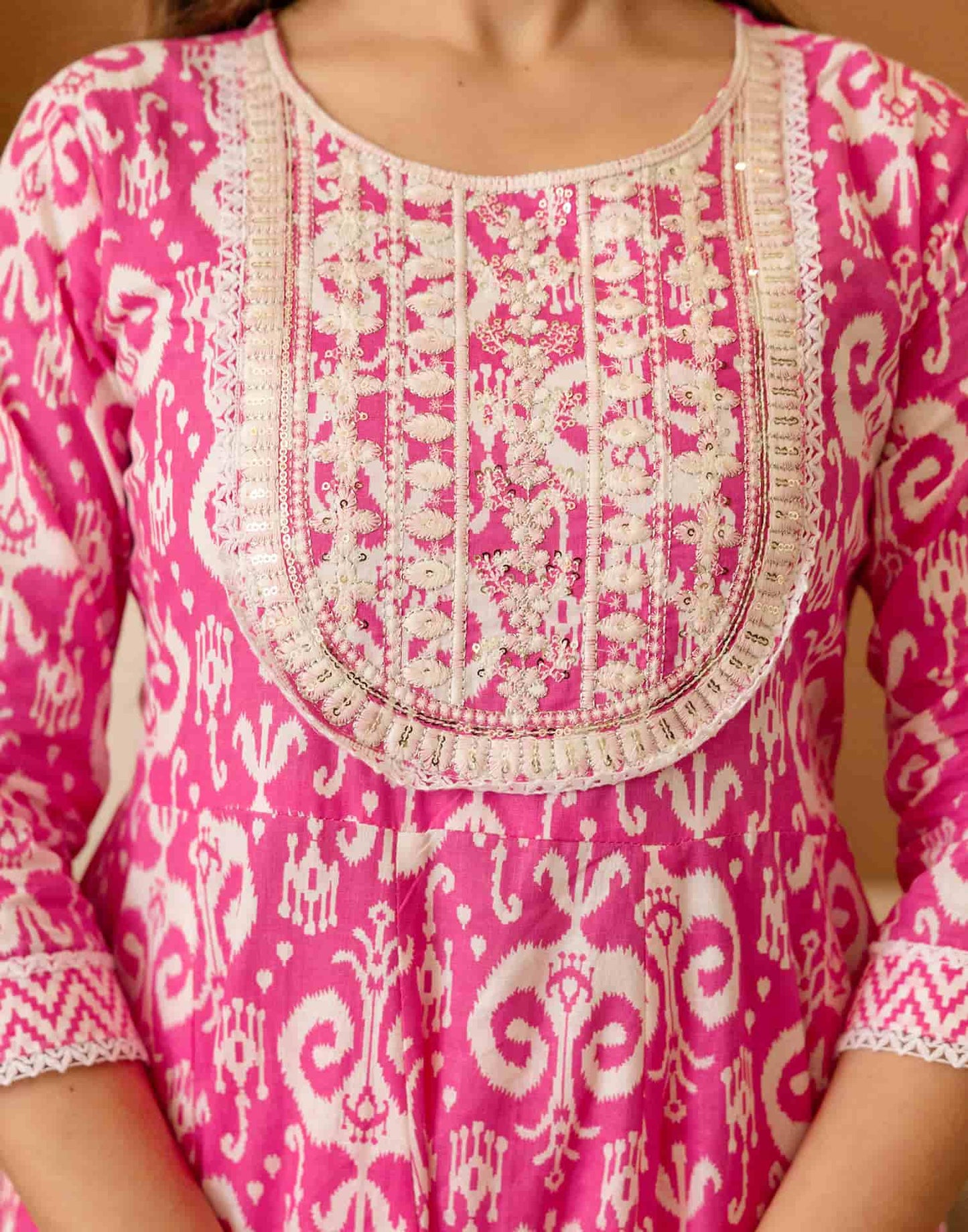Cotton Printed Anarkali Kurta with Pant & Dupatta