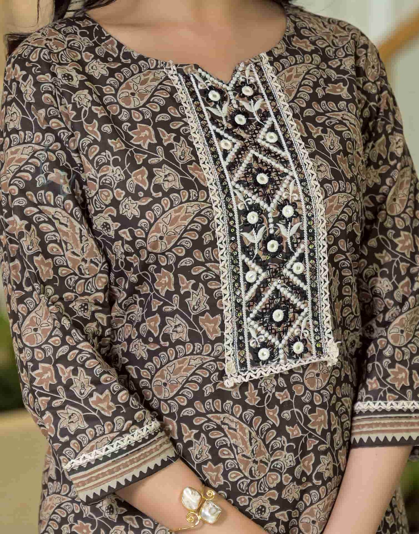 Cotton Printed Straight Kurta with Pant & Dupatta
