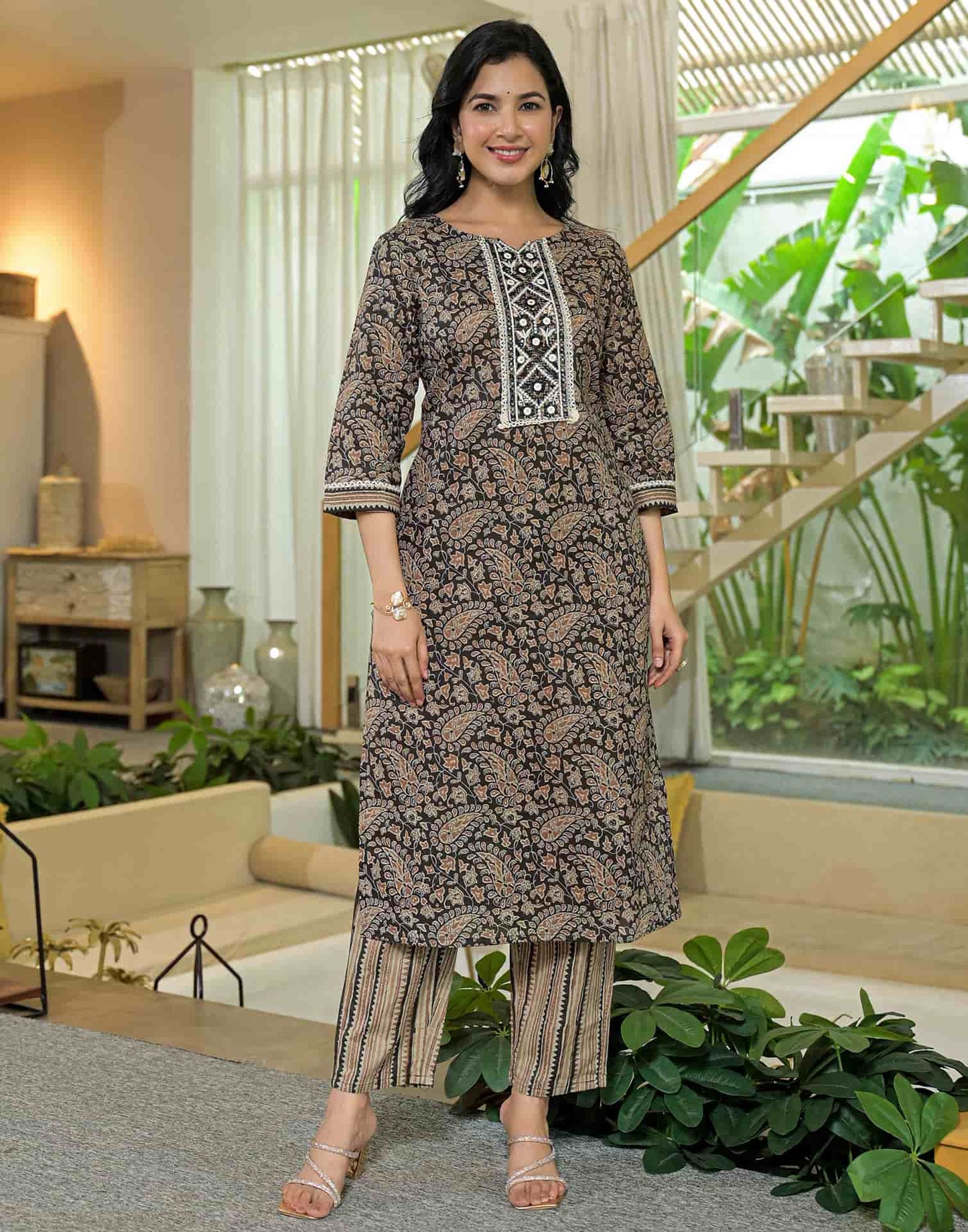 Cotton Printed Straight Kurta with Pant & Dupatta