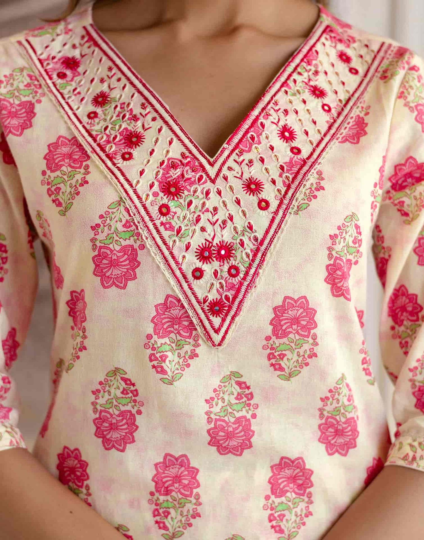 Cotton Printed Straight Kurta with Pant & Dupatta