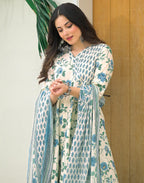 Viscose Rayon Floral Print Anarkali 3 Piece Kurta Set