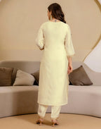 Silk Blend Embroidered Straight 3 Piece Kurta Set