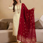 Silk Embroidered Straight Kurta with Pant & Dupatta