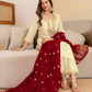 Silk Embroidered Straight Kurta with Pant & Dupatta