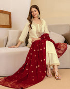 Silk Blend Embroidered Straight 3 Piece Kurta Set