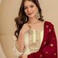 Silk Embroidered Straight Kurta with Pant & Dupatta