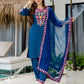 Chinnon Straight Embroidery Round Neck Kurta with Pant & Dupatta