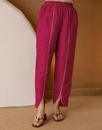 Poly Chinnon Embroidered Straight 3 Piece Kurta Set