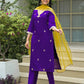 Silk Embroidered Straight Kurta with Pant & Dupatta