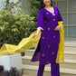 Silk Embroidered Straight Kurta with Pant & Dupatta