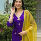 Silk Embroidered Straight Kurta with Pant & Dupatta