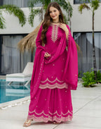 Silk Embroidered Straight 3 Piece Kurta Set