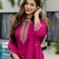 Silk Embroidered Straight Kurta with Pant & Dupatta