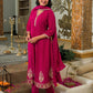 Silk Embroidered Anarkali Kurta with Pant & Dupatta
