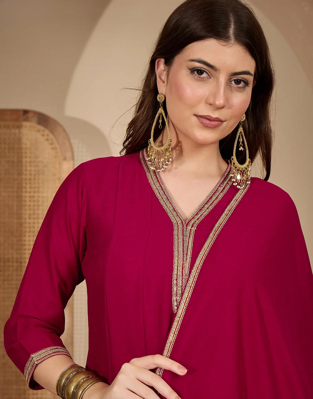 Silk Embroidered A-Line 3 Piece Kurta Set