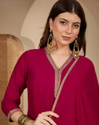 Silk Embroidered A-Line 3 Piece Kurta Set