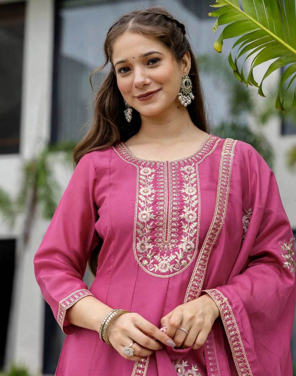 Silk Embroidered Anarkali 3 Piece Kurta Set
