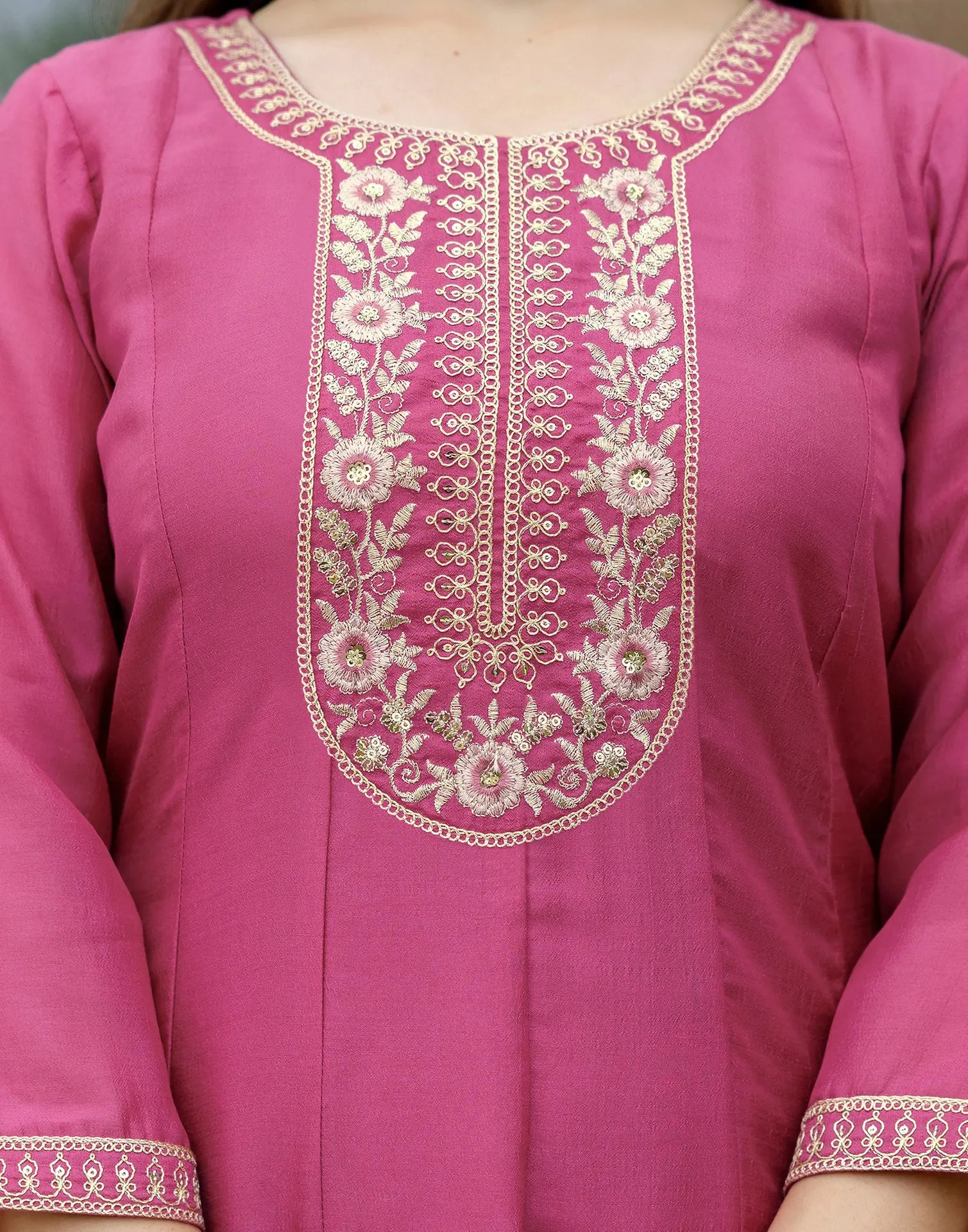 Silk Embroidered Anarkali 3 Piece Kurta Set
