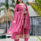 Silk Anarkali Embroidery Round Neck Kurta with Pant & Dupatta