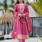 Silk Anarkali Embroidery Round Neck Kurta with Pant & Dupatta