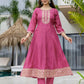 Silk Anarkali Embroidery Round Neck Kurta with Pant & Dupatta