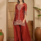 Silk Straight Embroidery Round Neck Kurta with Pant & Dupatta