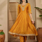 Silk Anarkali Embroidery Square Neck Kurta with Pant & Dupatta