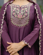 Silk Embroidered Anarkali 3 Piece Kurta Set