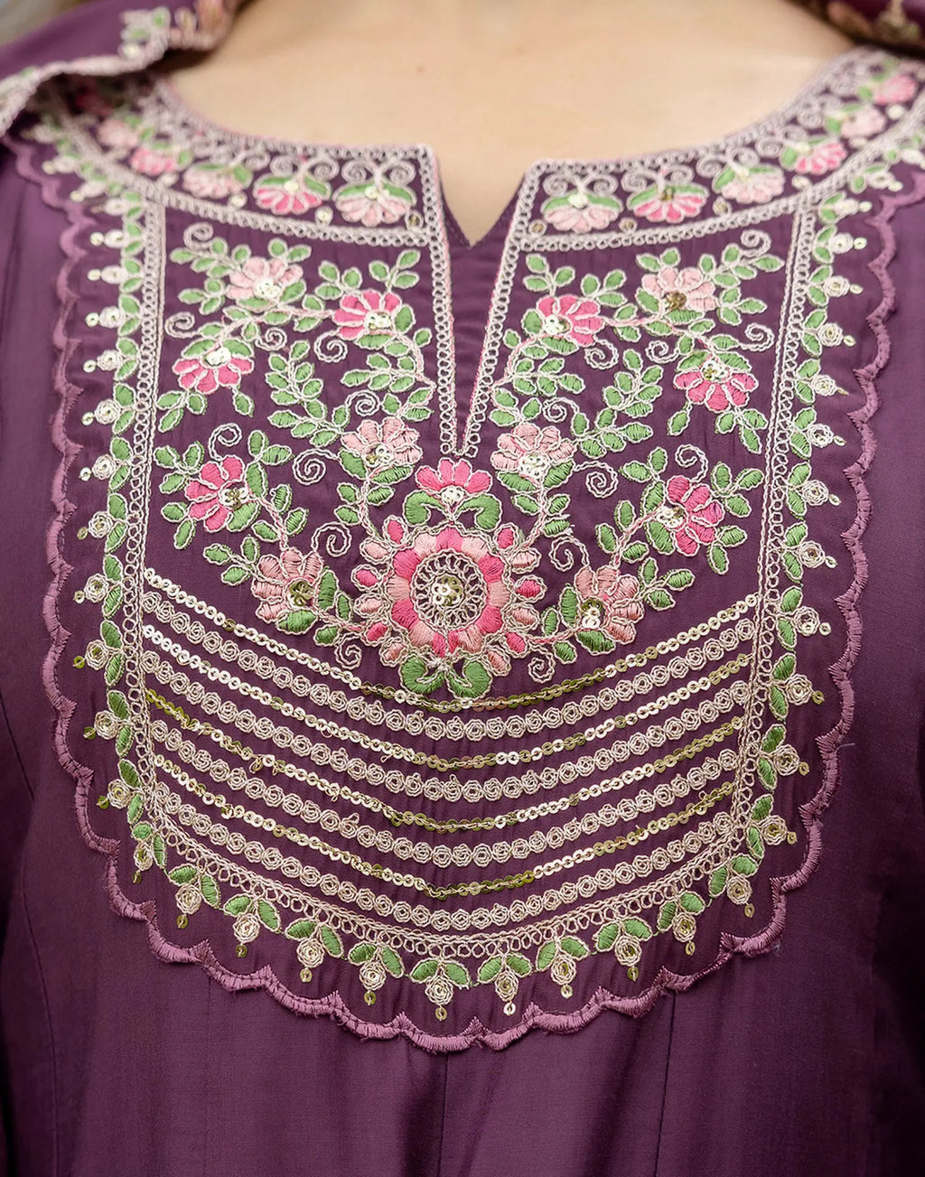 Silk Embroidered Anarkali 3 Piece Kurta Set