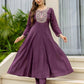 Silk Anarkali Embroidery Round Neck Kurta with Pant & Dupatta