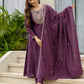 Silk Anarkali Embroidery Round Neck Kurta with Pant & Dupatta