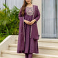Silk Anarkali Embroidery Round Neck Kurta with Pant & Dupatta