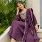 Silk Anarkali Embroidery Round Neck Kurta with Pant & Dupatta