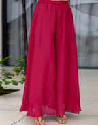 Poly Chinnon Embroidered High Low 3 Piece Kurta Set