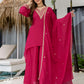 Silk Embroidered Straight Kurta with Pant & Dupatta