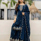 Silk Embroidered Straight Kurta with Pant & Dupatta