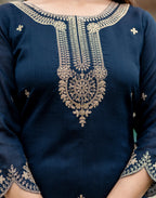 Silk Embroidered Straight 3 Piece Kurta Set