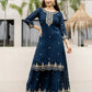 Silk Embroidered Straight Kurta with Pant & Dupatta