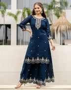 Silk Embroidered Straight 3 Piece Kurta Set