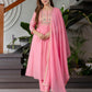Silk Blend Embroidered Anarkali Kurta with Pant & Dupatta